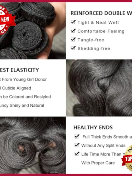 12A Grade Human Hair Extensions 16-22 Inch Body Wave Quick Weave main image 5
